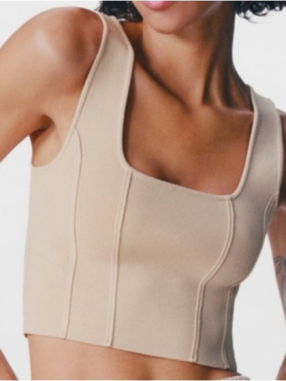 ZARA Blush Pink Ribbed Cropped Tank SZ-S